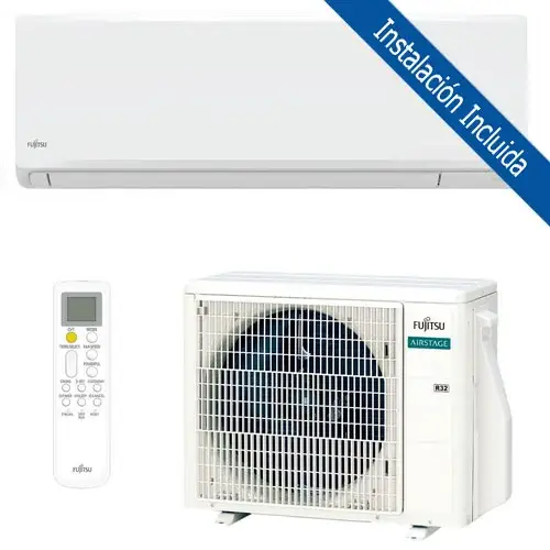 Aire acondicionado de la marca Fujitsu de 3000 frigorias ideal para salon de hasta 28 m2. Instalacion incluida por Impulso Solar Chiclana